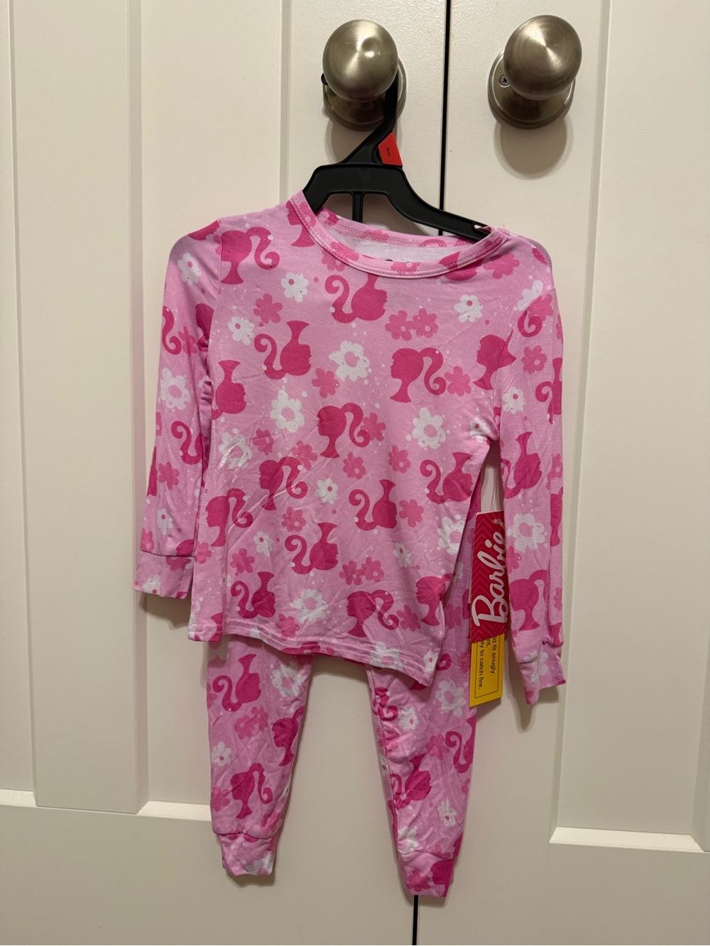 Barbie Pink Floral & Silhouette Two-Piece Pajama Set
